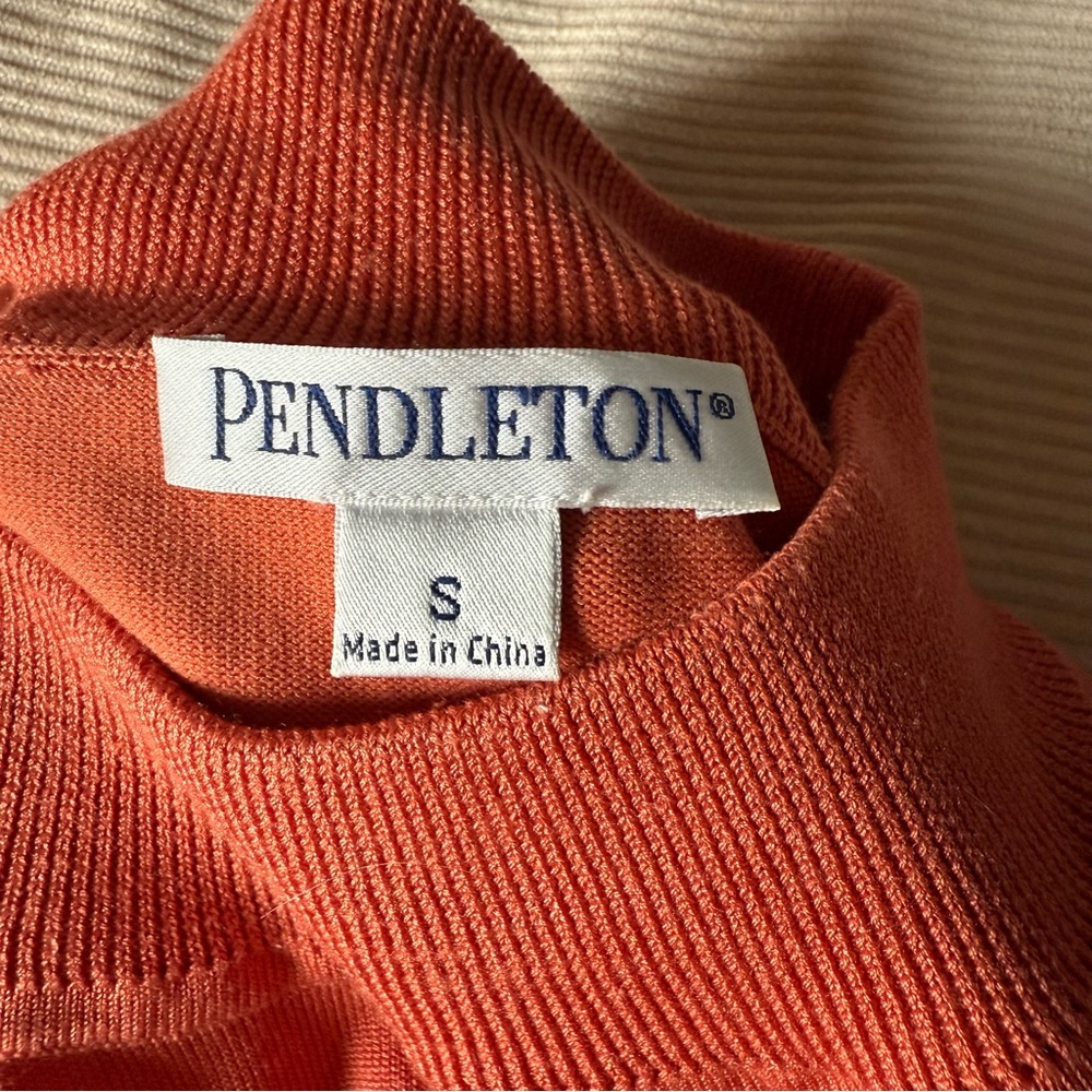 Pendleton Orange Silk Blend Mock Neck Sweater Siz… - image 6